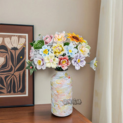 Jingdezhen Ceramic Vase Eternal Flower Set Desktop Small Ornament Decoration Creative Gift for Girlfriend Ceramic Flower Vessel