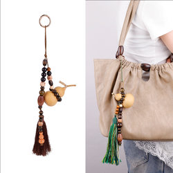 Natural Gourd Bag Charm with a High-End Vintage Feel, Unique Car Keychain Accessory