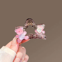 Cute Bear Five-Pointed Star Hair Clip for Women, New Summer Double-Sided Hairpin, Back of the Head Updo Shark Clip, Children's Hairpin