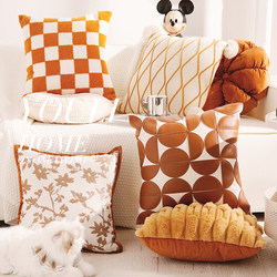 Light Luxury and High-End Feel Living Room Sofa Cushion Cover, Orange Nordic Bedroom Headboard Cushion, Bay Window Cushion, Pillow with Insert