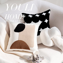 Cream-Colored Pillowcase Black and White ins Knot-Style Sofa Living Room Cushion Backrest Bed High-End Modern Minimalist