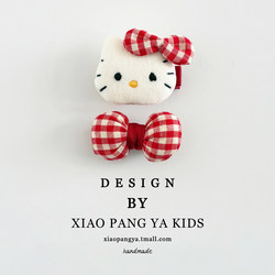 Cute Red Cotton-Filled Kt Cat Hair Clip for Babies and Toddlers, Fully Covered, Non-Damaging Hair Clip, Children's Hairpin, Headwear, Hair Accessory