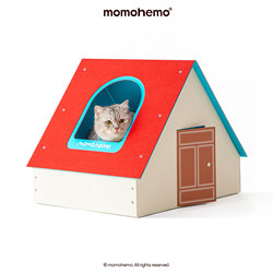 Momohemo Red House Pet Home Open-Style Luxury Camping-Style Eco-Friendly High-End Cat and Dog House with Scratching Board