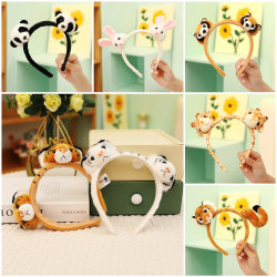 Zoo Panda Tiger Raccoon Hairbands Small Animals Rabbit Deer Headbands Hair Accessories Children's Photo Props