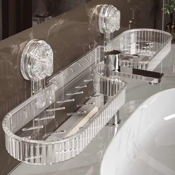 Faucet Suction Cup Storage Rack for Bathroom, Toilet, Washbasin, Wall-Mounted Organizer for Various Gadgets