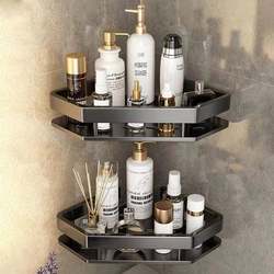 No-Drill Bathroom Shelf for Home Use, Toilet Washbasin Wall-Mounted Corner Triangular Basket Storage Rack