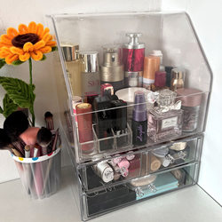 Transparent Dust-Proof Storage Box, Large-Capacity Skin Care Product Storage Rack, Cosmetics Makeup Box, Mask Drawer, Dressing Table