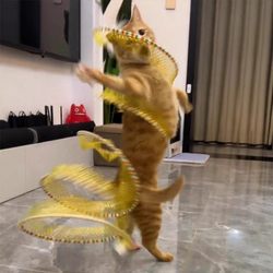 Cat Tunnel Teaser Wand Kitten Toy Cat Passage with Bell Feather Mouse Bite-Resistant Kitten Self-Entertainment Cat Teaser Gadget