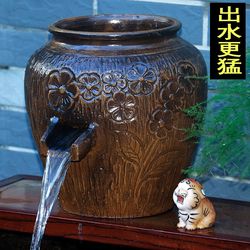 Large ceramic clay pot flow h water filtration ecological fish farming low suction water pump retro hydroponics basin waterfall fish tank ornaments