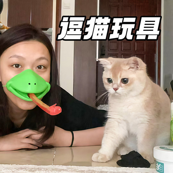 
Pet interactive toys frog tongue teasing cat toys chameleon sticking out tongue cute pets teasing dog toys relieve boredom