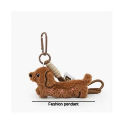 Cartoon Mini Dachshund Puppy Plush Doll Bag Pendant Couple Backpack Decoration Car Keychain Mjv