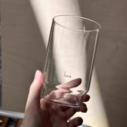 Lightup Original Transparent Glass Cup ins Feng Shui Cup for Home Use, High-Value Coffee Cup, Milk Breakfast Cup