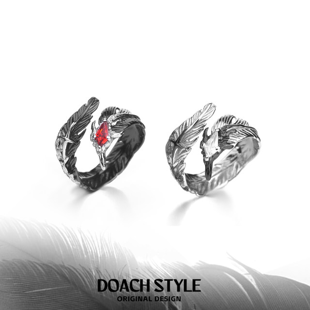 DOACH Meteor Feather original design S925 sterling silver feather ring, high-end, cold, trendy and cool couple ring