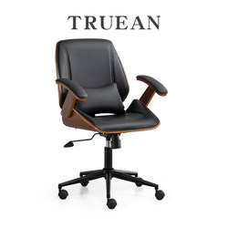 Computer Chair for Home Use, Made of Solid Wood, Comfortable for Long Sitting, Eames-Style Adjustable Swivel Chair, Staff Office Executive Chair, Study Chair