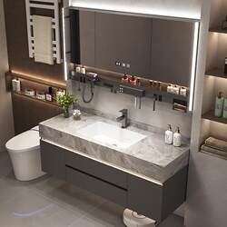 Baishiden Slate Seamless Integrated Basin Bathroom Cabinet Combination Washbasin Washbasin Cabinet Combination Bathroom Washbasin
