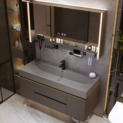 Baisideng Gold-Plated Stone Integrated Large Basin Bathroom Cabinet Set, New Model Washbasin Cabinet Combination for Bathroom