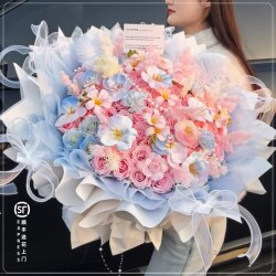 Eternal Flower Gentle Mix and Match Pink Dopamine Kt Cat Bouquet for Best Friend, High-End Valentine's Day, Women's Day, Birthday