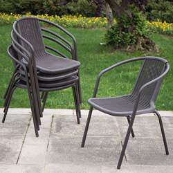 Outdoor Home-Use Backrest Chair, Comfortable, Simple, Waterproof, Sun-Resistant, Garden Cafe Rattan Chair, Milk Tea Shop Table and Chair, Imitation Rattan Chair