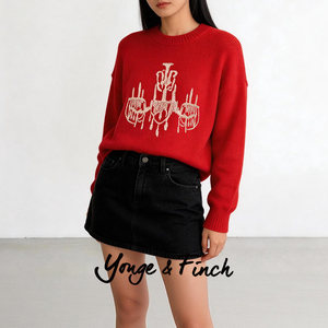 
YongeFinch Yang Fenti 2026 Spring and Winter New Red Round Neck Loose Knitted Sweater Women's Sweater REILLYY