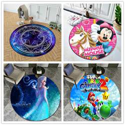 Round carpet cartoon children's cute princess bedroom cloakroom chair swivel chair hanging basket tent floor mat machine washable