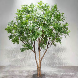 Artificial Green Plant Decoration, Artificial Painted Wood Tree, Indoor Potted Plant, Fake Tree Ornament, Large Artificial Tree, Floor-Standing Fake Plant