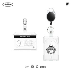 Airbemine Transparent Card Holder Work Id Badge Holder Retractable Badge Reel Dual Card Slots Pendant