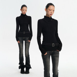 
LINY LIBERTY 25AW Design solid color turtleneck slim sweater for women autumn and winter knitted bottoming top