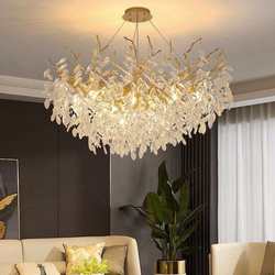 High-end crystal lamp branch-shaped new French living room lamp American branch Italian light luxury bedroom living room crystal chandelier