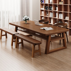 Nordic Solid Wood Large Desk, Living Room Double Study Table, Modern Simple Home Computer Desk, Reading Table, Workbench