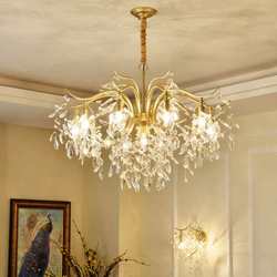 Light luxury American crystal chandelier modern simple European French style living room bedroom creative art branch chandelier