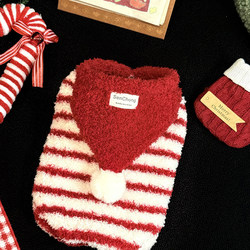 Pet Red New Year Striped Clothes Dog Warm Fleece Sweatshirt Autumn and Winter Kitten Puppy Thickened Coat Vest