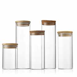 New direct selling 65mm straight mouth high borosilicate large capacity control bottle food storage tank dry flower packaging bottle thread incense bottle