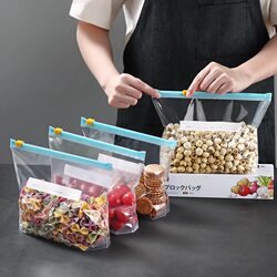 Food-Grade Sealed Bags, Fresh-Keeping Bags, Household Zipper-Type Self-Sealing Bags, Thickened Freezer-Specific Bags for Storing Food in the Refrigerator