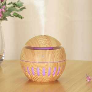 
Direct sales new creative new humidifier usb home bedroom wood grain hollow moisturizing colorful night light plus