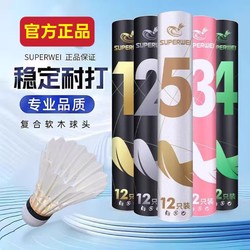 Super Quality Genuine Badminton Shuttlecocks, Made of Genuine Flying Duck Feathers, Durable, Stable, Suitable for Training and Wind Resistance, Competition-Specific, Pack of 12