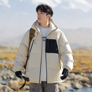 
Men's coat cotton jacket men's winter outdoor versatile casual hooded loose graphene men's new product