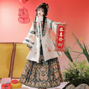 
Zai Shiqi_Songdie Original Ming Dynasty Hanfu Women 2025 New Winter Heavy Industry Thickened Long Gown Horse Face Skirt Ancient Costume