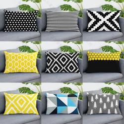 Nordic Simple Double-Sided Black and White and Yellow Bed Backrest Office Sofa Long Pillow Lumbar Pillow Cushion Cover Rectangular