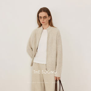 
THESOONG/Visual luxury Sheep wool multi-needle interweaving delicate texture round neck sweater jacket