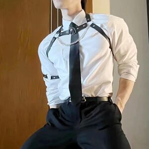 
Sexy men sexy strap chest chain adjustable leather ZY men emotional fun suit large size