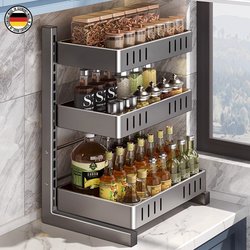 German Kitchen Condiment Storage Rack Multi-Functional Countertop Stainless Steel Knife Holder Seasoning Multi-Layer Household Storage Rack
