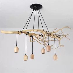 Nordic creative DIY chandelier restaurant tea room bed and breakfast lamp clothing store goddess scattered flowers multi-head wood art branch chandelier