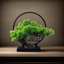 Artificial Welcoming Pine Screen Ornament Desktop Potted Plant Chinese-Style Living Room Artificial Green Tree Home Decoration Mini Arborvitae
