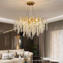 Villa French chandeliers light luxury dining chandeliers atmospheric living room crystal chandeliers new creative branch bedroom lamps