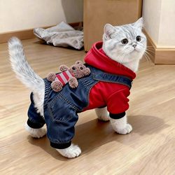 Cat Clothes, Autumn and Winter Clothing, Warm Four-Legged Clothes, Fleece-Lined and Thickened, Anti-Shedding, Ragdoll, Golden Gradient Layer, Pet Dog Cotton Coat