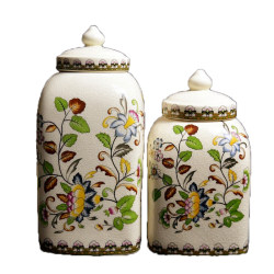 American small fresh ceramic stamped tea snacks moisture-proof storage bottle kitchen storage jar living room storage internet celebrity