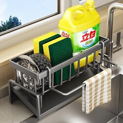 Kitchen Draining Rack, Household Storage Rack, Cloth Organizer, Faucet, Sink, Dishwashing Sink Supplies, Storage Solution