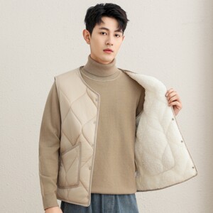 
New winter down cotton vest men's liner short vest thickened warm large size waistcoat lightweight student school uniform