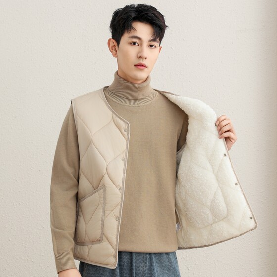 
New winter down cotton vest men's liner short vest thickened warm large size waistcoat lightweight student school uniform