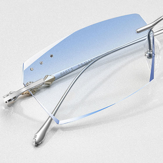 
With trimmed pure titanium finished myopia glasses frame for men, edgeless C-frame frame, color-changing eye frame, flat light, anti-blue light radiation